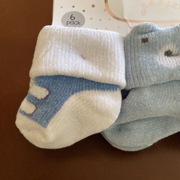Duck Duck Goose Baby Socks Booties 0-6 Months Boy 6 Pack  New Blue White - Picture 2 of 9